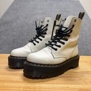 Dr. Martens Jadon Platform Boots Men's 5 Leather Combat White